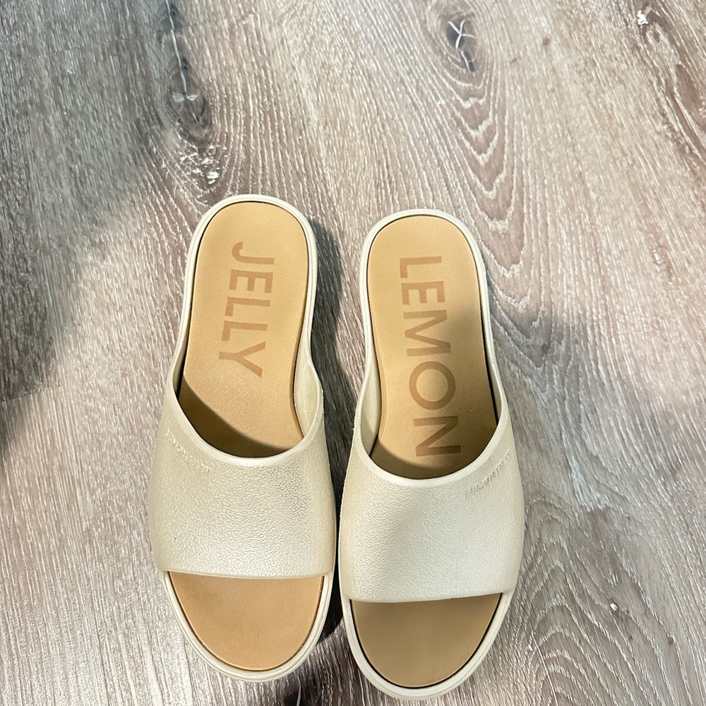 Jelly Lemon Women's Cream Platform Slides - image 1